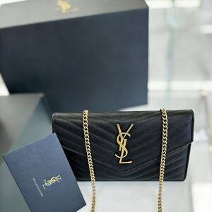 <AUTHENTIC>Timeless Elegance YSL Quilted Chain Wallet